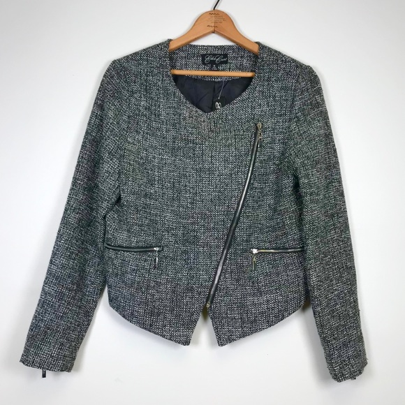 eden court Jackets & Blazers - Eden Court Black and White Zipper Jacket